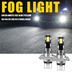 2개 H4 LED 전구 안개등 H7 9005 HB3 3030칩 12SMD 초고휘도 자동차 주간 주행등 12V 화이트 DRL