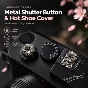 메탈 사쿠라 카메라 셔터 버튼 및 핫슈 커버 세트 후지필름 X-Half X-E5 X-M5 X-T50 X-T5 X-T30 III용