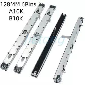 1pc 128mm 스트레이트 슬립 전위차계 A103 b103 A10K B10K 6 핀 믹싱 콘솔 볼륨 퍼터 방진 필름이있는 듀얼