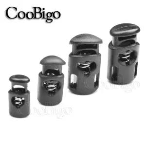 50pcs 코드 토글 클립 걸쇠 버클 Paracord Drawstring 로프 매는 밧줄 신발 레이스 플라스틱 블랙 스프링