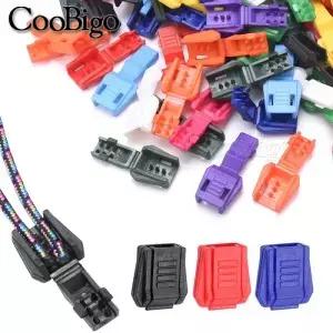 25pcs 플라스틱 지퍼 당겨 코드 끝 클립 Paracord 로프 신발 끈 스포츠웨어 배낭 매는 밧줄 DIY 액세서리에