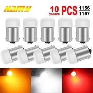2/4/6/8/10 PCS P21W BA15S 1156 BAY15D 1157 LED 전구 12V 600LM 6500K 흰색 슈퍼 밝은 자동차 방향