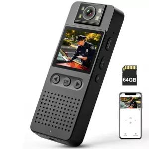 1080P 회전 렌즈 바디캠 64GB Wi-Fi 야간시야 웨어러블 포켓 카메라