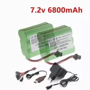 AA 7.2v 6800mAh NiMH 배터리 USB 또는 EU 충전기 전기 용 Rc 보트 자동차 탱크 로봇 충전식