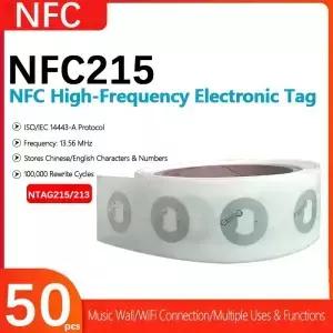 50pcsWet 인레이 스티커 NFC 전자 태그 Ntag 213 칩 음악 벽 제품 위조 방지 215