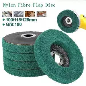 1pc 나일론 섬유 플랩 휠 100/115/125mm 앵글 그라인더용 연마 광택 수세미 패드 및 버핑 목재 금속