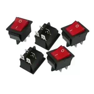 2개 KCD4 25x31mm 4핀 로커 스위치 2단계 ONOFF 적색등 16A 250V / 20A 125VAC 빨간색 대형 선박형