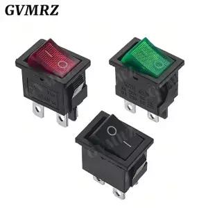 1PCS KCD1 LED 온오프 4핀 보트 자동차 로커 스위치 21*15mm 6A/250V 10A/125V AC 블랙 레드 그린 라이트