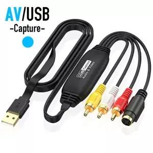 RCA to USB 비디오 오디오 캡처 카드 MS2107 CVBS SVideo 그래버 1080P/30Hz VHS TV DVD VCR DV 셋톱박스
