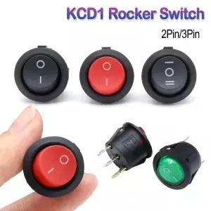 2/5/10pcs KCD1 LED 로커 스위치 라운드 2/3핀 ONOFFON 2/3 위치 6A/250VAC SPST 2m 자동차 푸시 버튼
