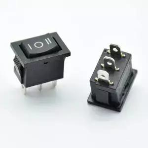 5 개/몫 21*15*21mm 검정색 SPDT On/Off/On AC 6A/250V 10A/125V 3 핀 보트 로커 스위치 세 번째 기어 위치