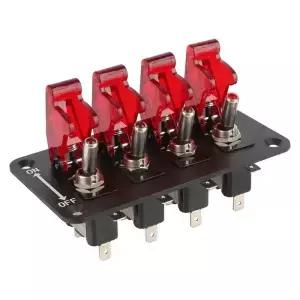자동 점화 스위치 패널 시작 푸시 버튼 레이싱 자동차 차량용 LED 표시기 12V 20A 4 로커 토글
