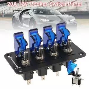1/4개 로커 20A 12V 트럭 스위치 패널 자동차 점화 시작 푸시 버튼 LED 표시등 레이싱카 스타터 차량용