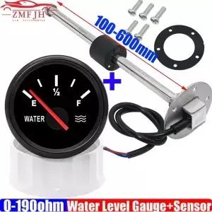 수위 센서 빨간색 백라이트가있는 52mm 측정기 탱크 표시기 자동차 보트 932V 0190Ohm 게