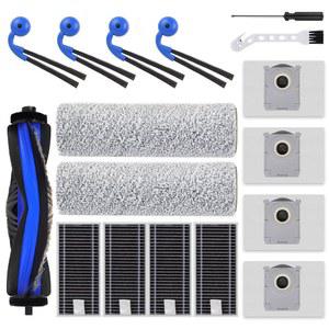 ECOVACS호환 DEEBOT X9 PRO OMNI 로봇 청소기와 호환되는 교체 부품 메인 브러시 1개 대걸레 롤러 2개 사이드 4개 HEPA 필터 먼지 봉투 도구 2개