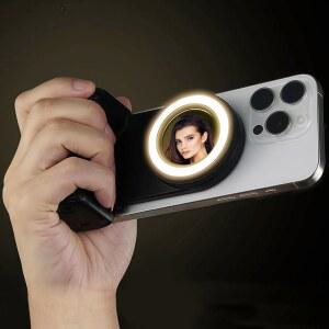 마그네틱 폰 카메라 그립 스마트폰 촬영 홀더 셀피 핸들 스냅 | 라이트 포함 아이폰호환 및 ANDROID용 셔터 브이로그 영상