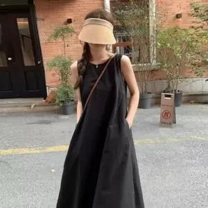 여성 롱 나시 원피스 린넨 백트임 휴양지룩 루즈핏 여자 여름 체형