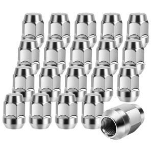 NPAUTO 러그 너트 M14 X 1.5 나사산 크롬 20개 세트 클로즈드 엔드 벌지 도토리 1.4'' 롱 콘 시트 13/16