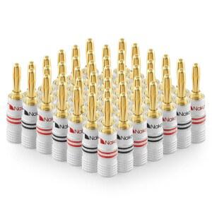 NAKAMICHI GRUBLOCK EXCEL 시리즈 24K 골드 도금 바나나 플러그 10-18 AWG | 게이지 4MM 스피커 앰프 하이파이 리시버 스테레오 오디오 와이어 케이블 커넥터 세트 스크류 타입 48개 (24쌍)