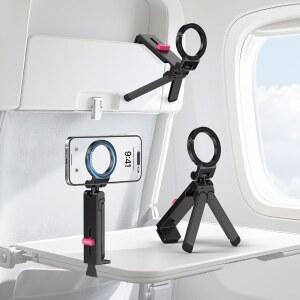 ULANZI MA88 MAGSAFE 아이폰호환 1712 시리즈용 마그네틱 폰 삼각대 마운트 강력한 자석 핸즈프리 비행기용 여성 남성용 휴대폰 거치대 360도 회전 가능 장거리 비행 필수품 좌석 트레이 테이블용
