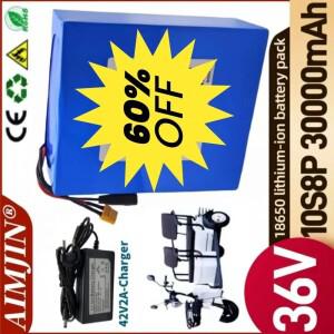 36V 30Ah 10S8P A급 18650 리튬 배터리 팩 전동 스쿠터 차량 자전거용 1500W BMS 고성능