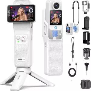 SJCAM C400 4K 수중 브이로깅 카메라 6축 자이로 및 EIS 7시간 녹화 리모컨 핸들 154 광각 2.29 터치