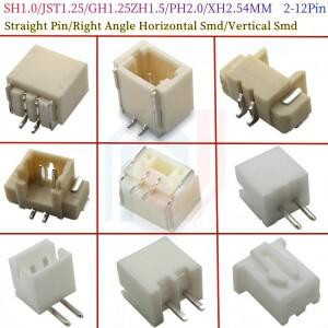 10PCS SH/JST/GH/ZH/PH/XH 피치 1.0MM 1.25MM 2.54MM 남성 핀 헤더 소켓 Dip/직각 SMD 2/3/4/5/6/6/7/8/9/1