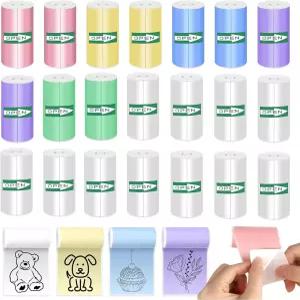 20PCS 미니 프린터 열 스티커 용지 접착제 10롤 포함 사진 할 일 목록 참고 사항 57 x 25 mm