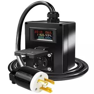 30A AC 전력계 240V NEMA L6-30R LCD 디스플레이 디지털 멀티미터 테스터 5.3FT 10AWG 케이블이 있는
