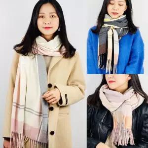 [OF094MSP]데이지 체크 머플러 겨울 여성 목도리 캐시미어