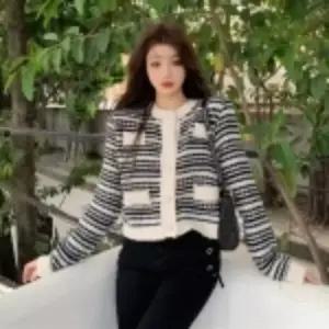 미니멀 배색 니트 크롭가디건_블랙,브라운 옷자락 미니멀 포인트