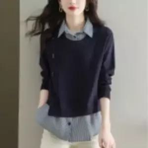 미니멀 셔츠 레이어드st 니트_베이지,브라운,네이비 옷자락 심플