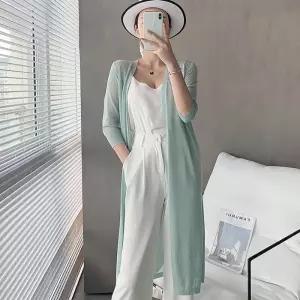 [프로셀러] 데일리 루즈핏 라인 봄 여름 로브 시스루 롱가디건