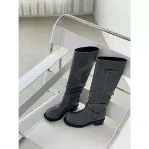 여성 버클 청키힐 롱부츠 5cm 132729