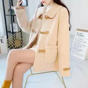 포인트 데일리 여자 양털 하프 베이직 봄 가을 긴팔 자켓 포인트