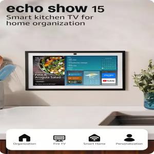 Amazon Echo Show 15(최신 모델) 내장 Fire TV가 탑재된 풀 HD 15.6인치 홈 정리용 키친 허브 Alexa+ 전용