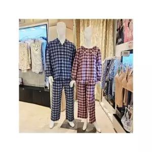 [비너스]VPAW204MVPAW204W 커플 부드러운 체크 선염 잠옷세트_P439516761