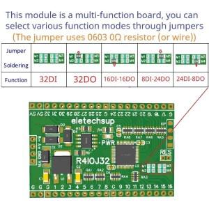 핀코어 보드 Modbus RTU 입출력 제어 PLC HMI 원격 IO 확장 R4IOJ32 DC 5V 12V 24V, 32CH RS485, 2.54mm
