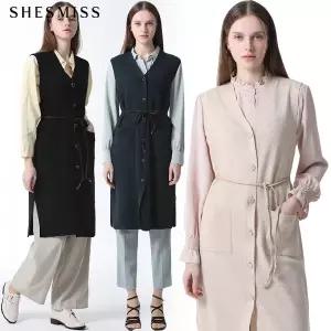 [쉬즈미스(SHESMISS)] 분위기있는 레더 벨티드 롱 니트베스트 (택가격: 268000원)
