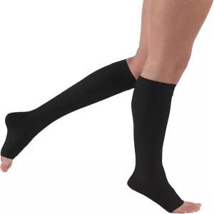 JOBST 릴 압박 양말 30-40 mmHg 무릎까지 올라오는 길이 오픈 토 블랙 라지 편안한 그라데이션 남녀 모두
