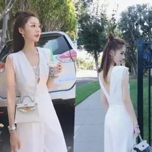 [오노마] ONM 브이 레이스 민소매 점프슈트