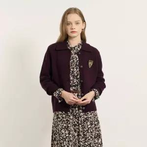 BCBG 와펜 카라넥 울 니트 가디건 B5F8K115