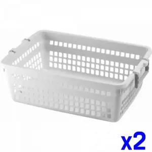 화이트 멀티 리빙 바스켓 대2호 x2개 수납정리함 [BTX27973]