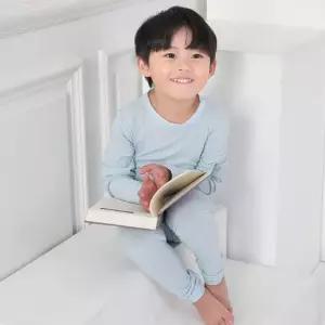 더오투투 )베이직 골지실내복 세트 라이트블루) 세트 가을 겨울 유아 내의 실내복 잠옷 내복