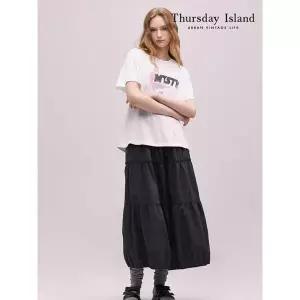 [써스데이아일랜드][Thursday Island] 절개 프린트 반팔 티셔츠(T244MTS232W)