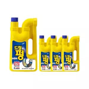 피죤 배수구 세정제 드릴펑 1L, 3개 + 드릴펑 2L, 1개