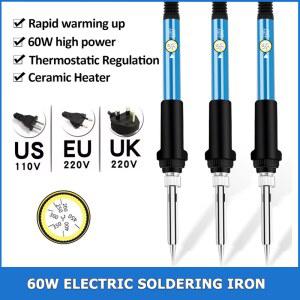 인두기 전기 납땜 다리미 EU US UK 플러그 온도 조절 가정용 전자 용접 수리 도구 60W