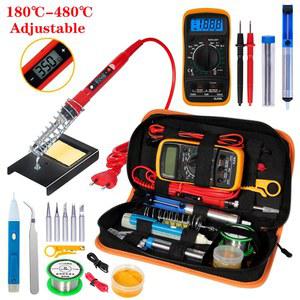 인두기 온도 조절 전기 납땜 인두 키트 110V 220V 80W LCD 도구 XL830L 멀티미터 포함