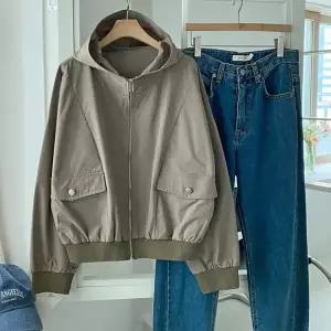 [하프클럽/신상오픈런]여자 캐주얼 더블포켓 루즈핏 시보리 후드 점퍼