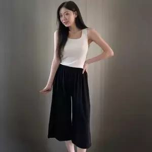 [하프클럽/신상오픈런]여성용 7부 통바지 밴딩 팬츠 무지컬러 캐주얼 스타일